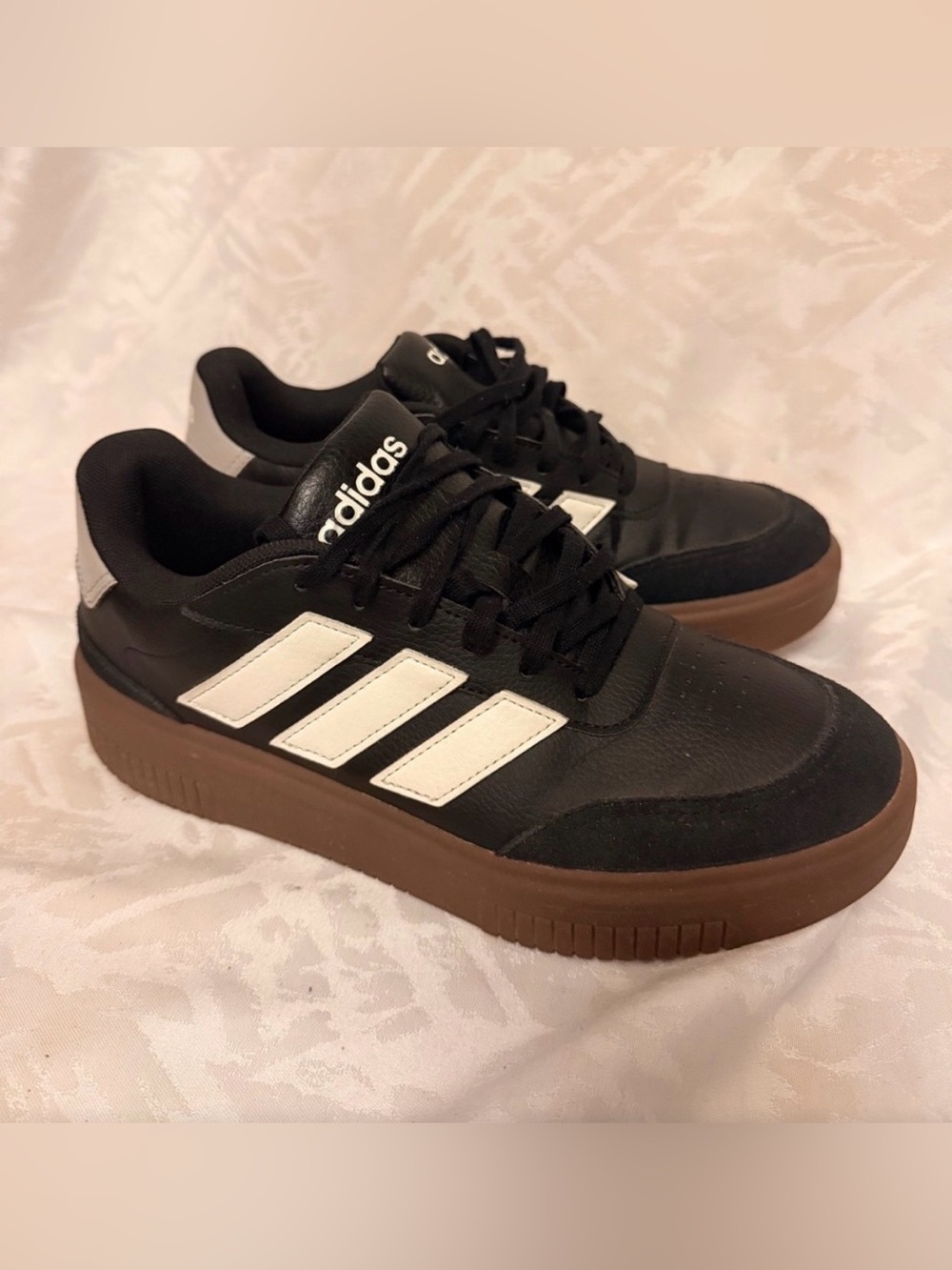 adidas Black White Brown Platform Sneakers